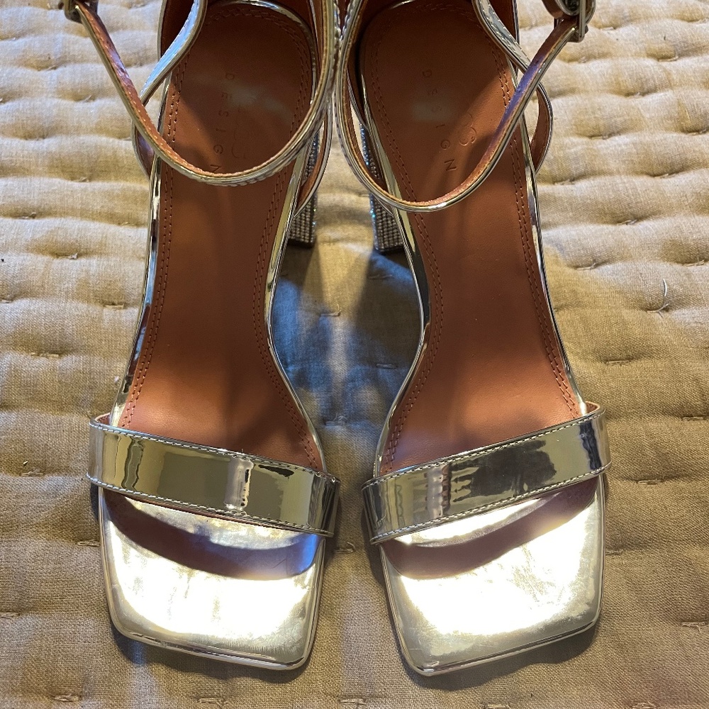 Silver rhinestone heels